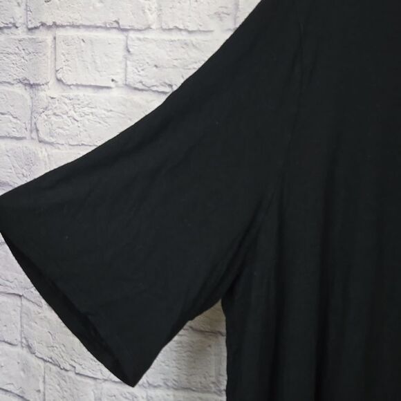 Women's 4XL Black Floral Cross Knit Tee Lightweight Casual Top Easter Spring - Picture 6 of 8